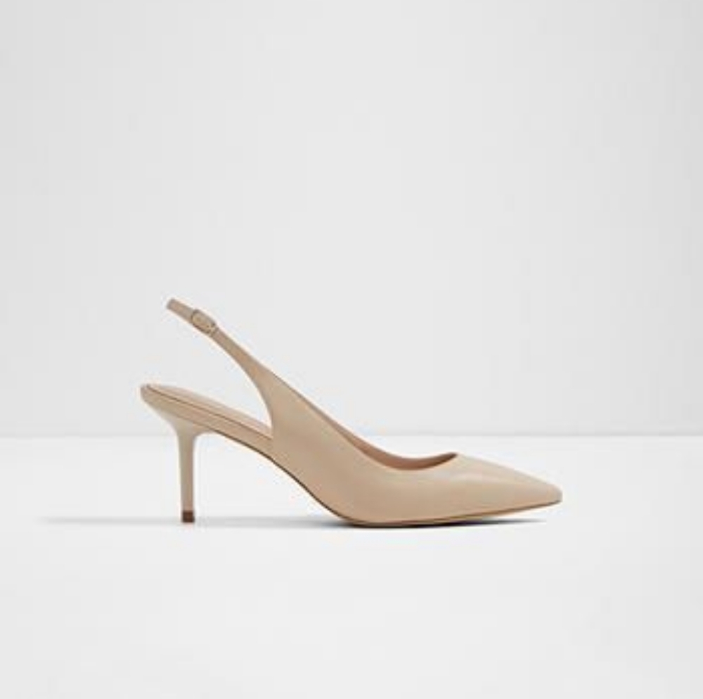 Aldo Criewiel Beige Kitten Heel Leather Slingback - NWT